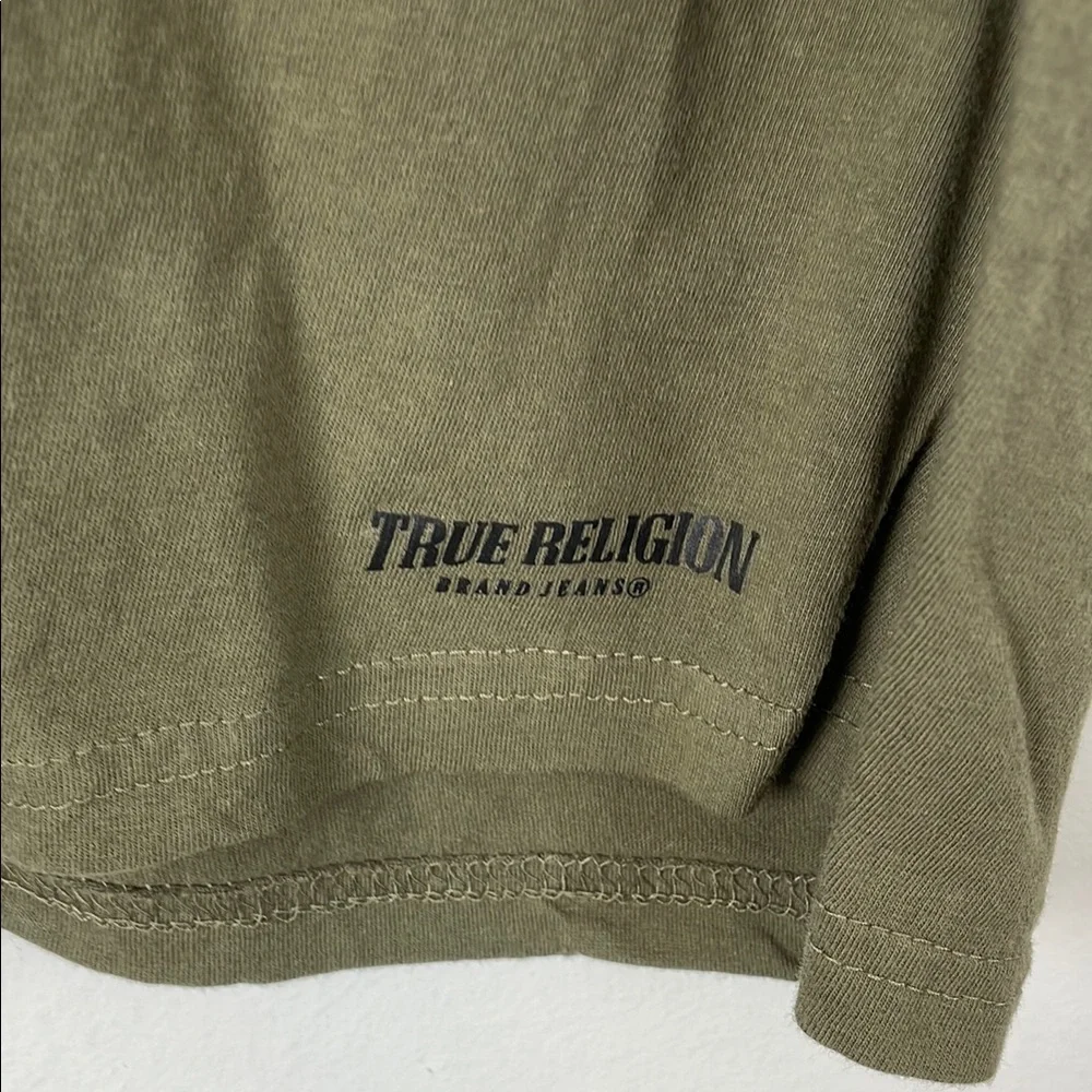 True Religion Men's XL Short Sleeve Pullover Stretch Casual Olive Green T-Shirt